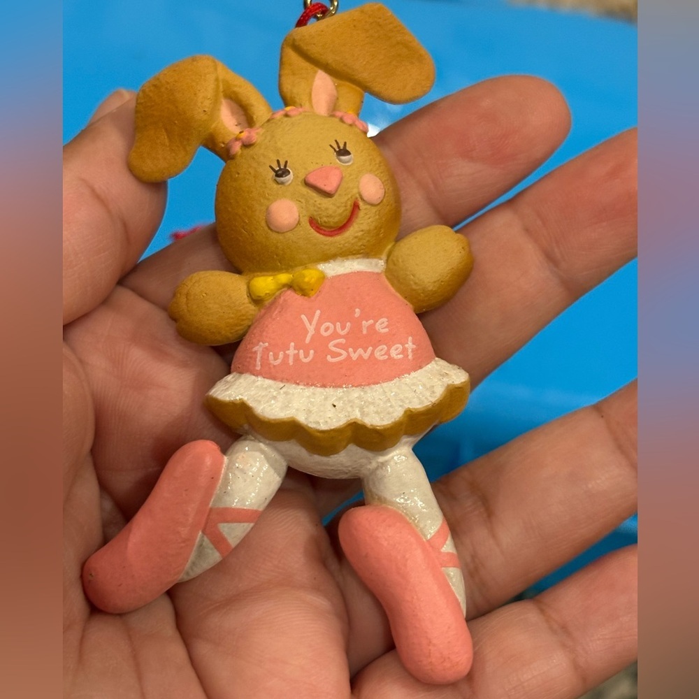 1988 Hallmark You're Tutu Sweet ballerina bunny rabbit Christmas ornament - Picture 6 of 8